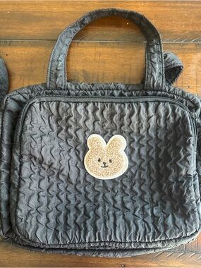 Quilted Black Tote with Bunny Patch